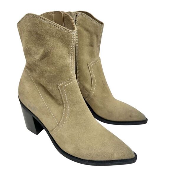 BP.‎ Western Boots Size 5.5 in Tan Smoke Leather Block Heel Pointed Toe - Picture 1 of 10
